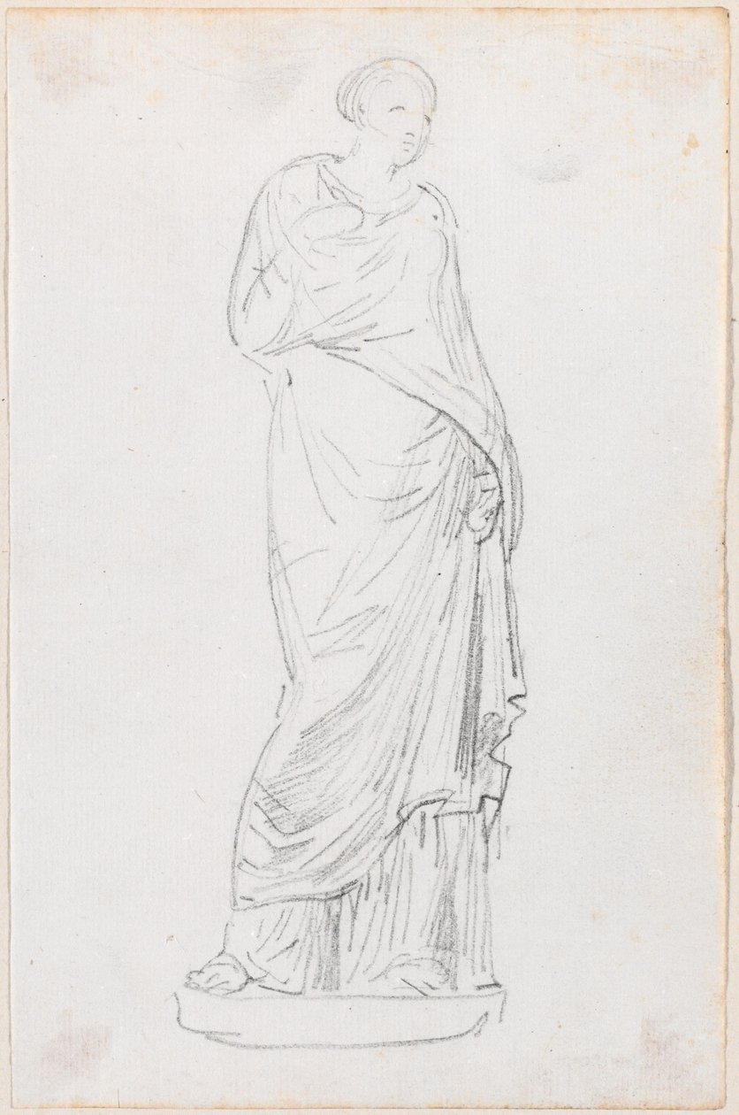 Statue af en kvinde i en Toga af Hubert Robert