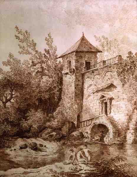 The Baders (sangvinsk på papir) af Hubert Robert