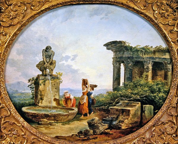 The Fountain (olie på lærred) af Hubert Robert