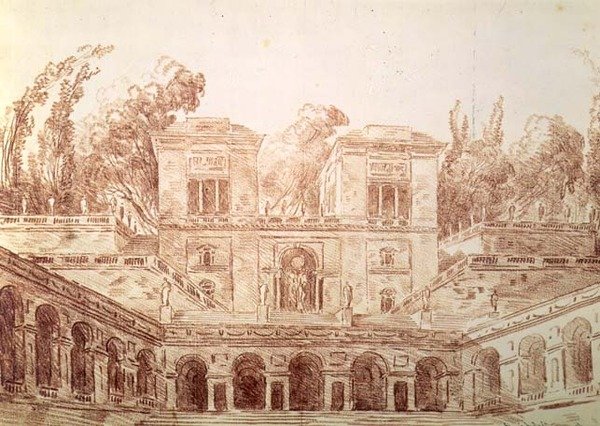 Villa Farnese, Rom (tegning) af Hubert Robert