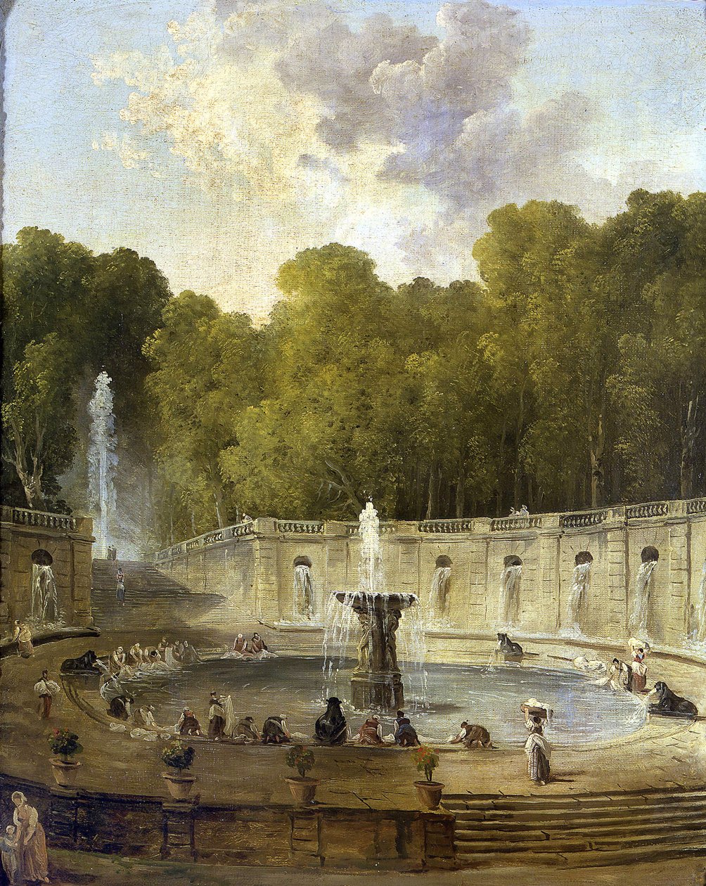 Vaskekvinder i en park af Hubert Robert