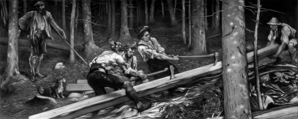 Træskærerne, c1880-1882. af Hubert von Herkomer