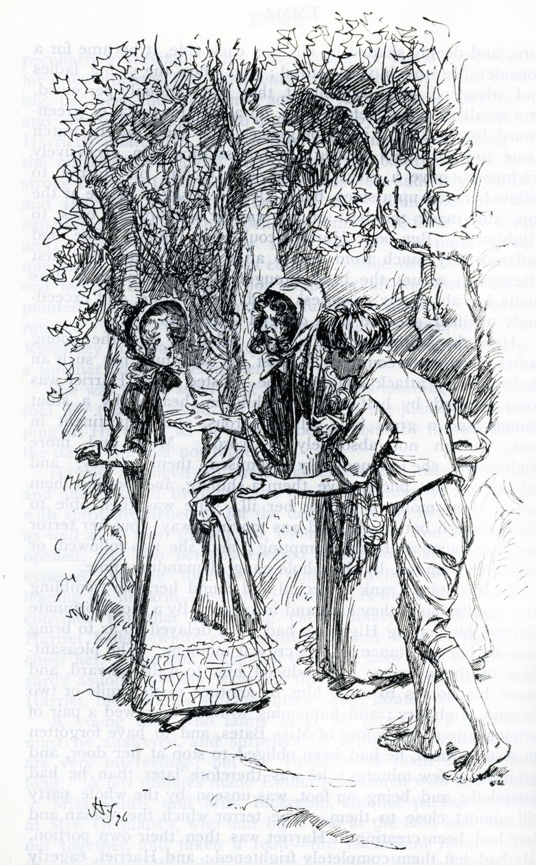 "Harriet, angrebet af sigøjnere" (illustration) af Hugh Thomson