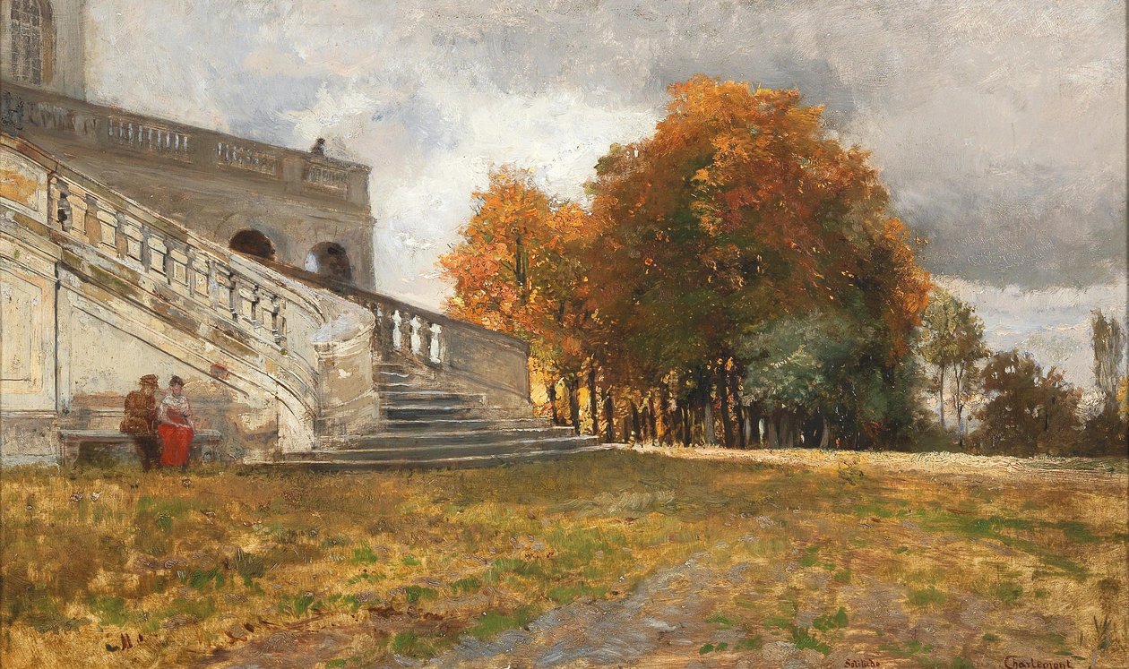 Hviler i bunden af ​​slottets trin Castle Solitude i Baden-Württembergn af Hugo Charlemont