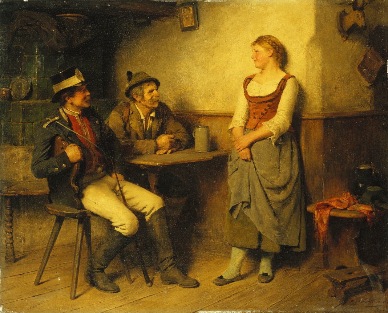 A Conservation in the Tavern, 1891 af Hugo Kauffmann