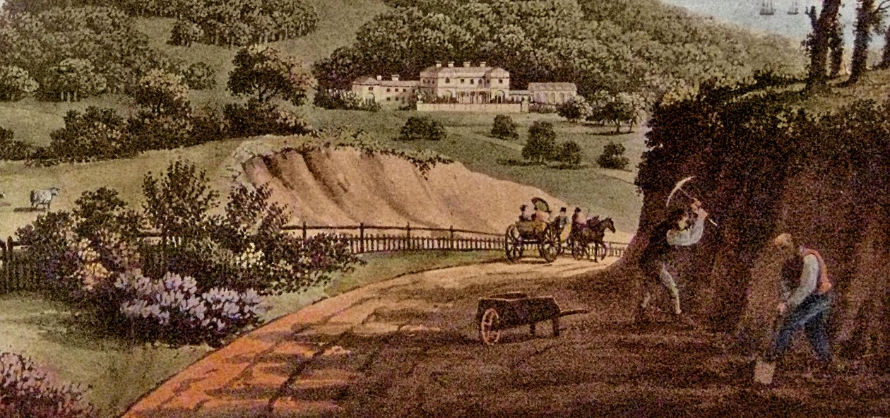 Detalje af en udsigt over Sherringham Bower, Norfolk: Abbed Upcher, ca. 1812 wc på papir af Humphry Repton