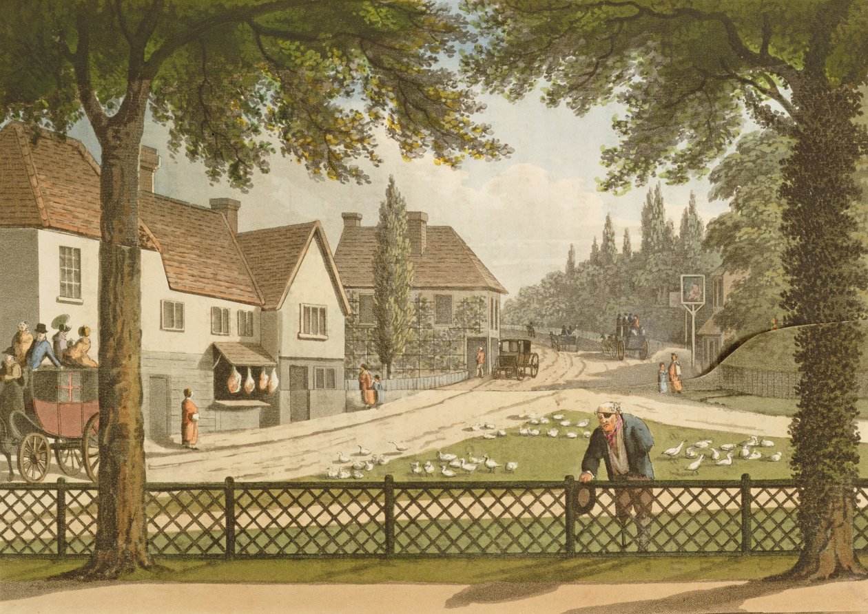 Udsigt fra min egen hytte i Essex (før) fra "Fragments on the Theory and Practice of Landscape Gardening", pub. 1816 (se også 41995) af Humphry Repton