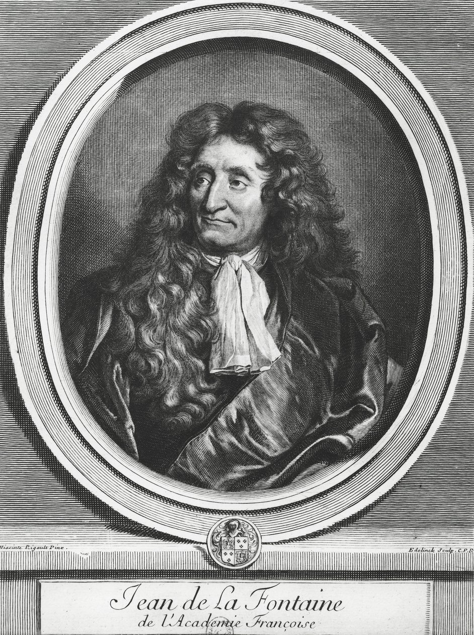 Jean de La Fontaine (1621-95) graveret af Gerard Edelinck (1640-1707) af Hyacinthe Francois Rigaud