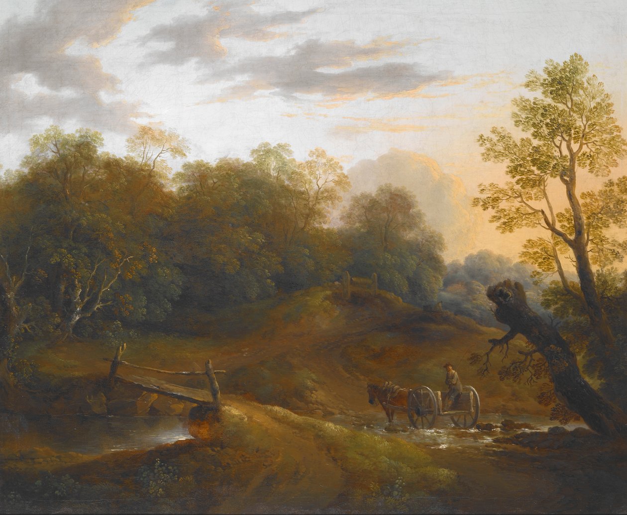Ponyvogn, der krydser en Woodland Brook af II Barker Benjamin