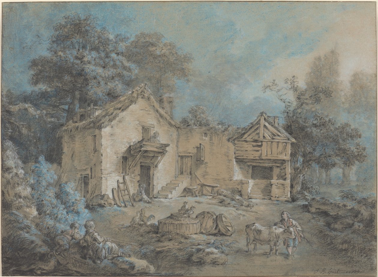 Gårdscene af I Jean Baptiste Hüet
