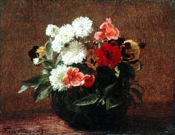 Blomster i en lerkrukke af Ignace Henri Jean Fantin Latour