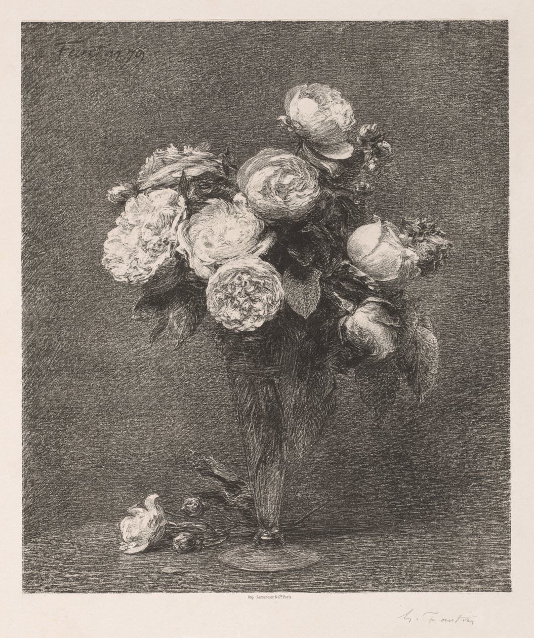 Buket roser, 1879. af Ignace Henri Jean Fantin Latour