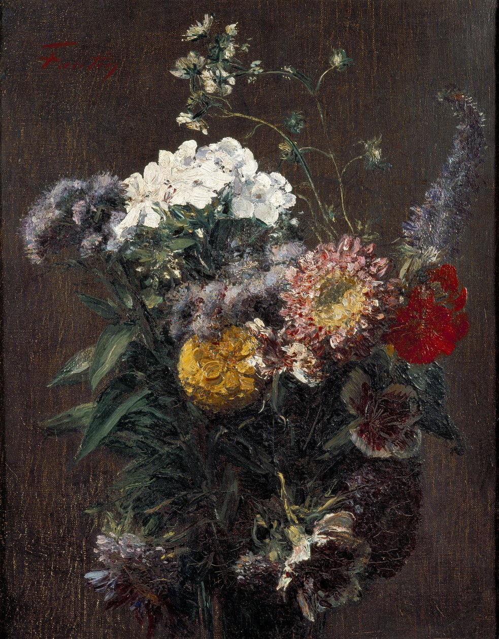 Stilleben: blandede blomster af Ignace Henri Jean Fantin Latour