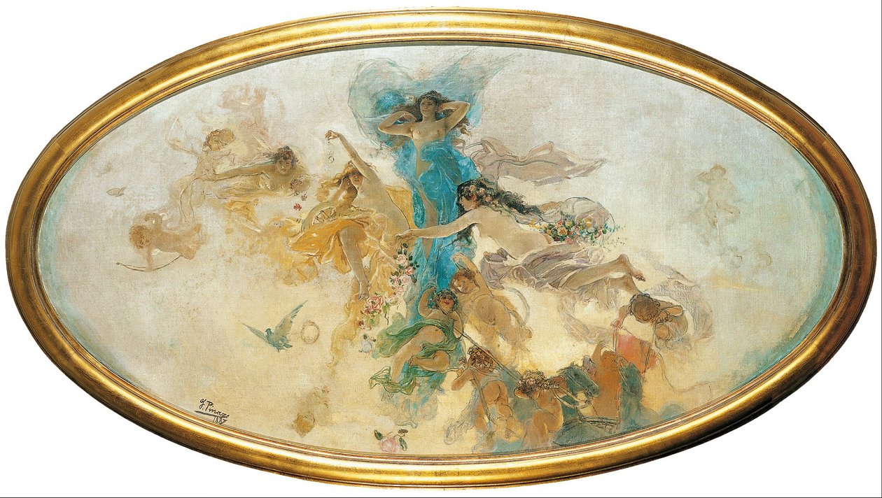 Nymfer og amoriner (skitse) af Ignacio Pinazo Camarlench
