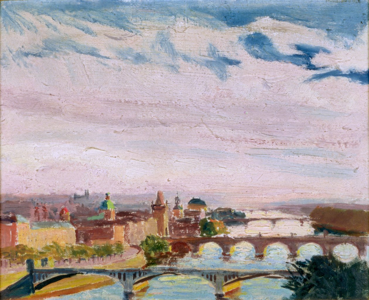 Udsigt over Prag fra Letna, 1925 (olie på pap) af Ignacy Pinkas