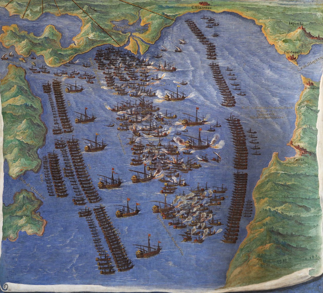 Slaget ved Lepanto (1571) af Ignazio Danti
