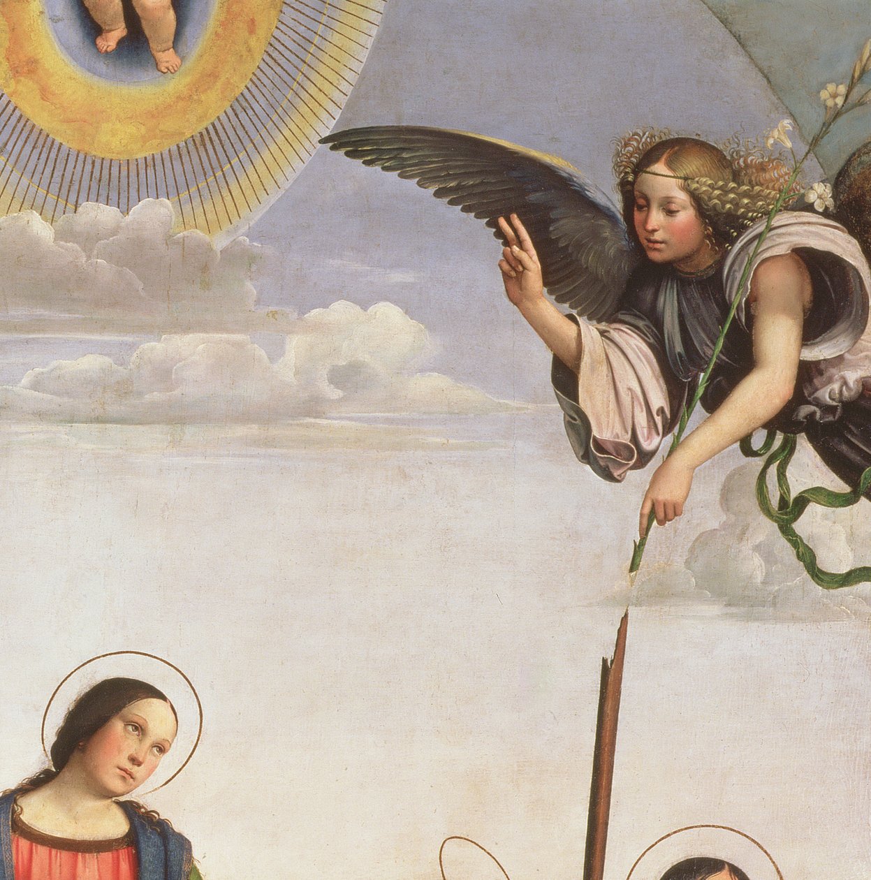 Bebudelse og hellige, detalje af ærkeenglen Gabriel, 1500 (detalje af 33423) af Il Francia