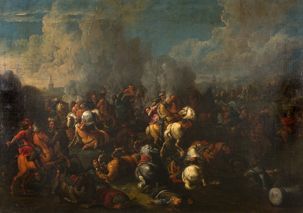Battle Scene (olie på lærred) af Ilario (follower of) Spolverini