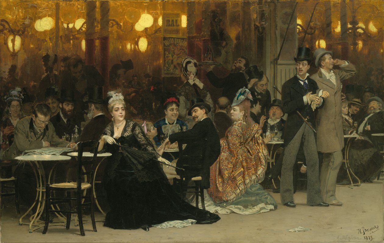 En parisisk café, 1875 af Ilya Efimovich Repin