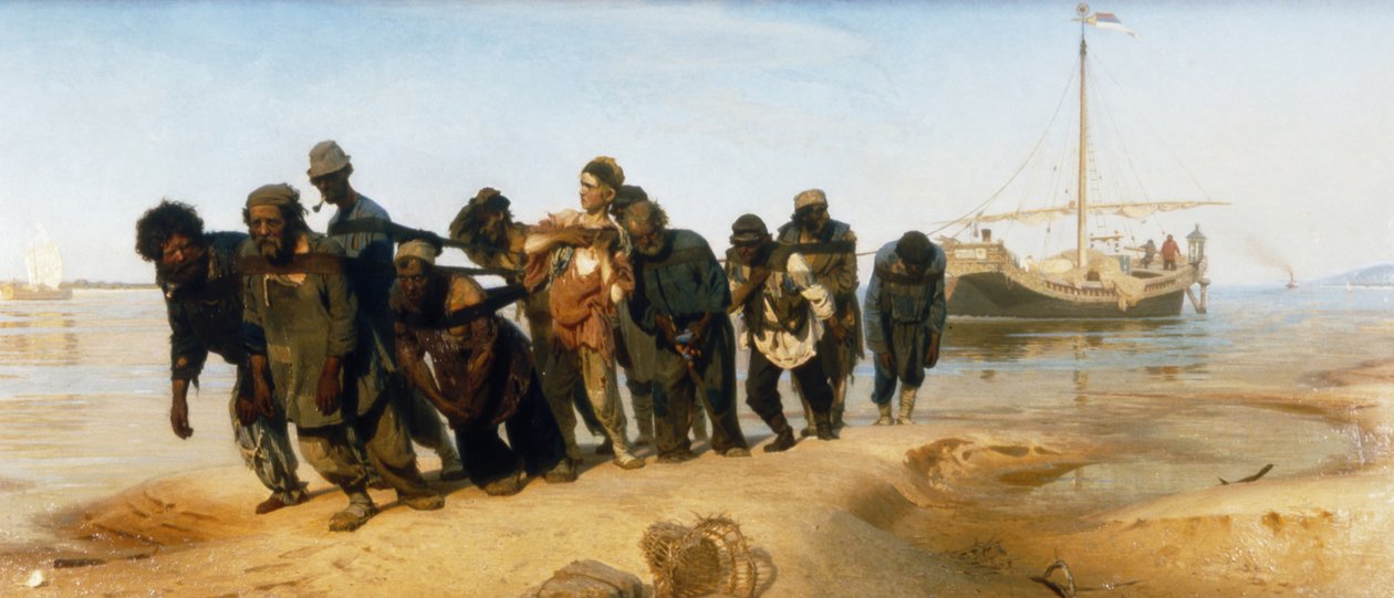 Pramdragere på Volga (Rusland) af Ilya Efimovich Repin