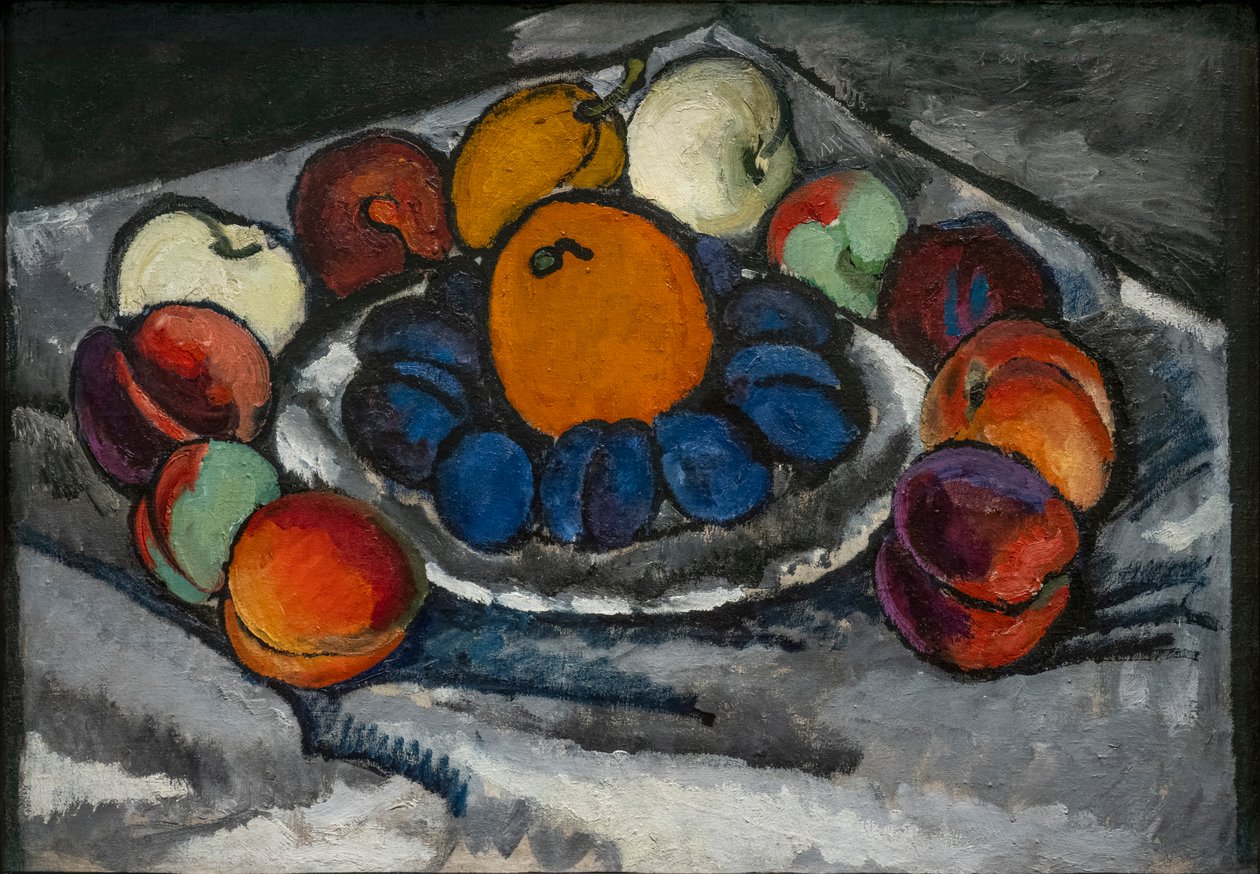 Stilleben. Frugter i fad af Ilya Ivanovich Mashkov