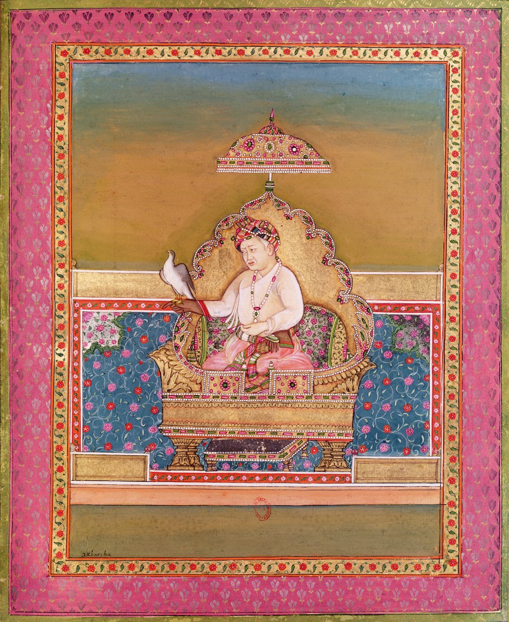 Akbar (1556-1605) fra et album med portrætter af mogulkejsere i Delhi, 1774 af Indian School