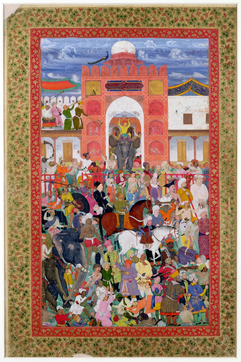 Ms E-14 fol.21a Festligheder i anledning af kroningen af kejser Jahangir (1569-1627) 1605 af Indian School