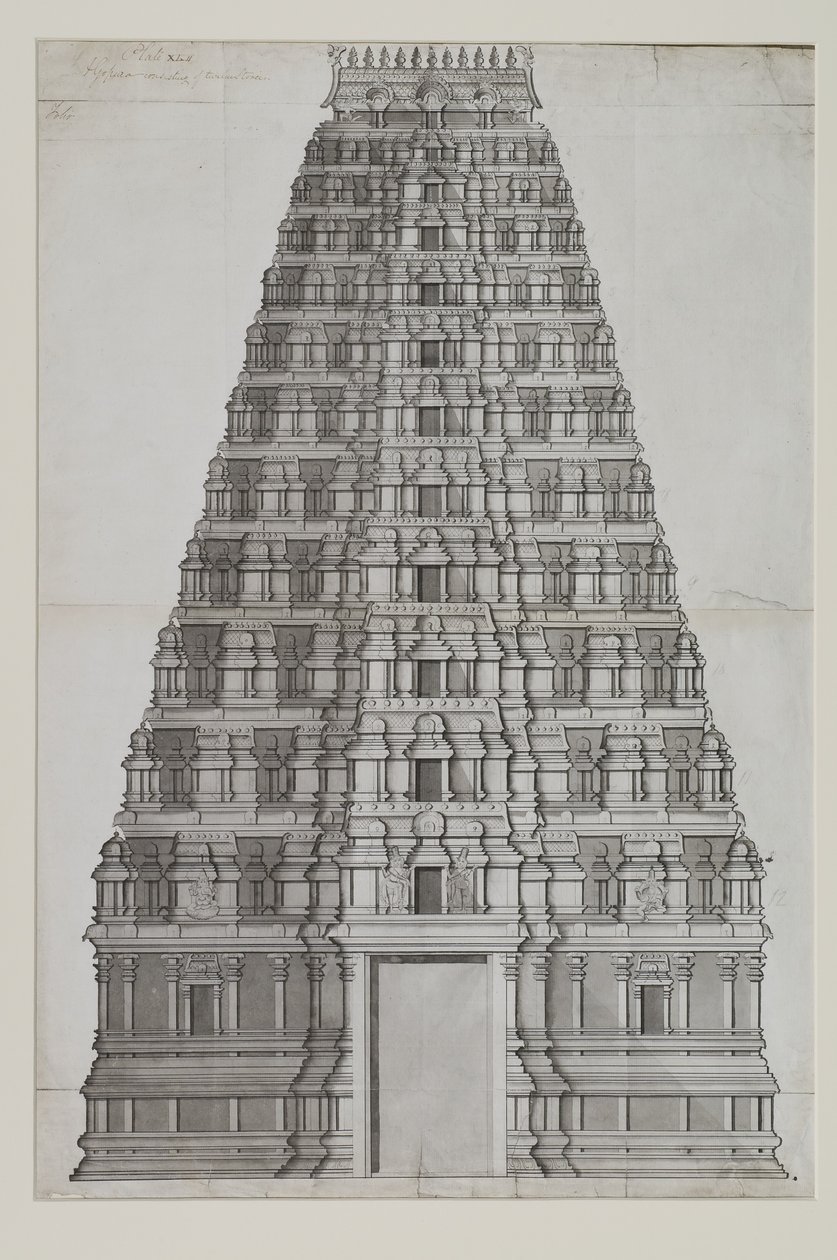 En tolv etagers gopuram af Indian School