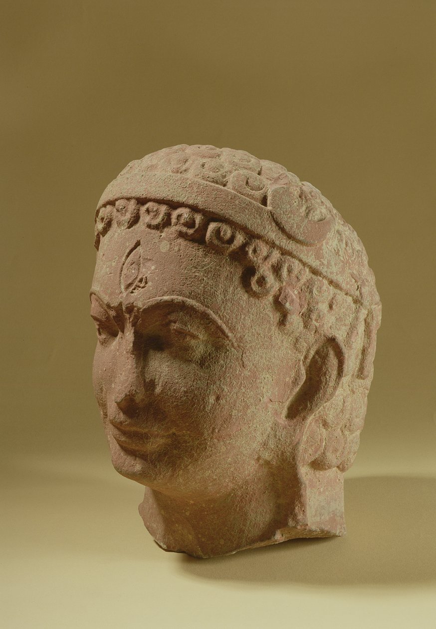 Head of Siva, Mathura (rød sandsten) af Indian School