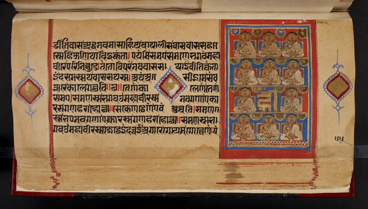 Kalpasutra manuskriptfolio, der viser Ganadharas af Indian School