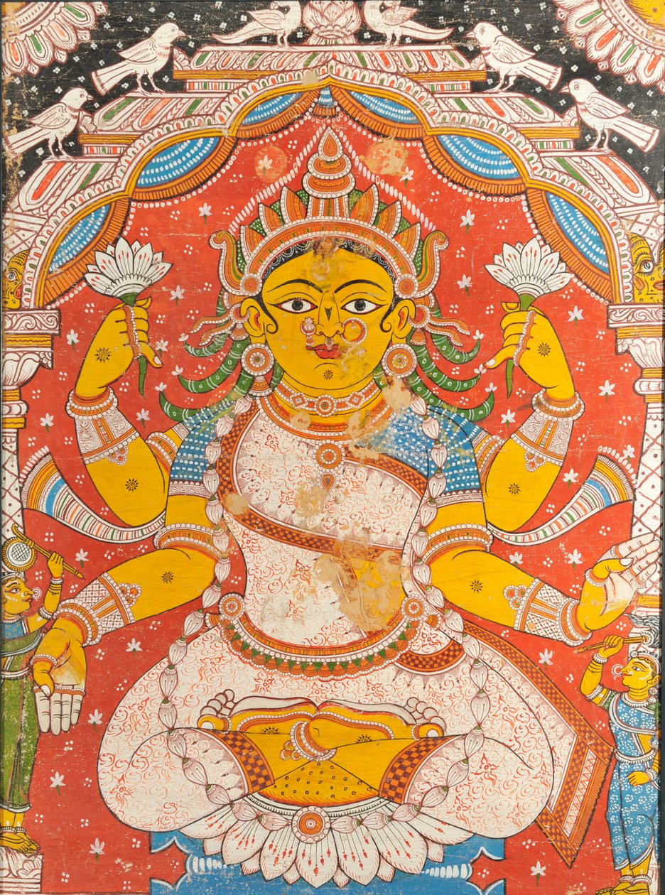 Lakshmi (vægmaleri) af Indian School