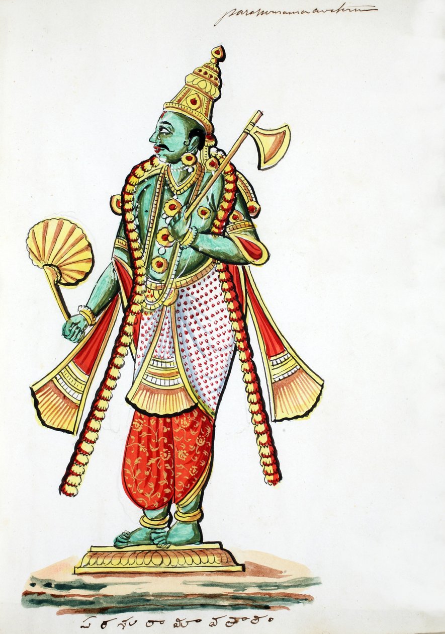 Rama-med-øksen (Parashurama) (wc på papir) af Indian School