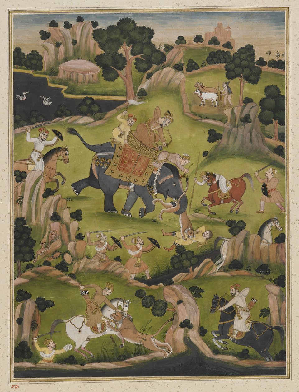 Shah Jahan jagt, fritliggende album folio, ca. 1900 af Indian School