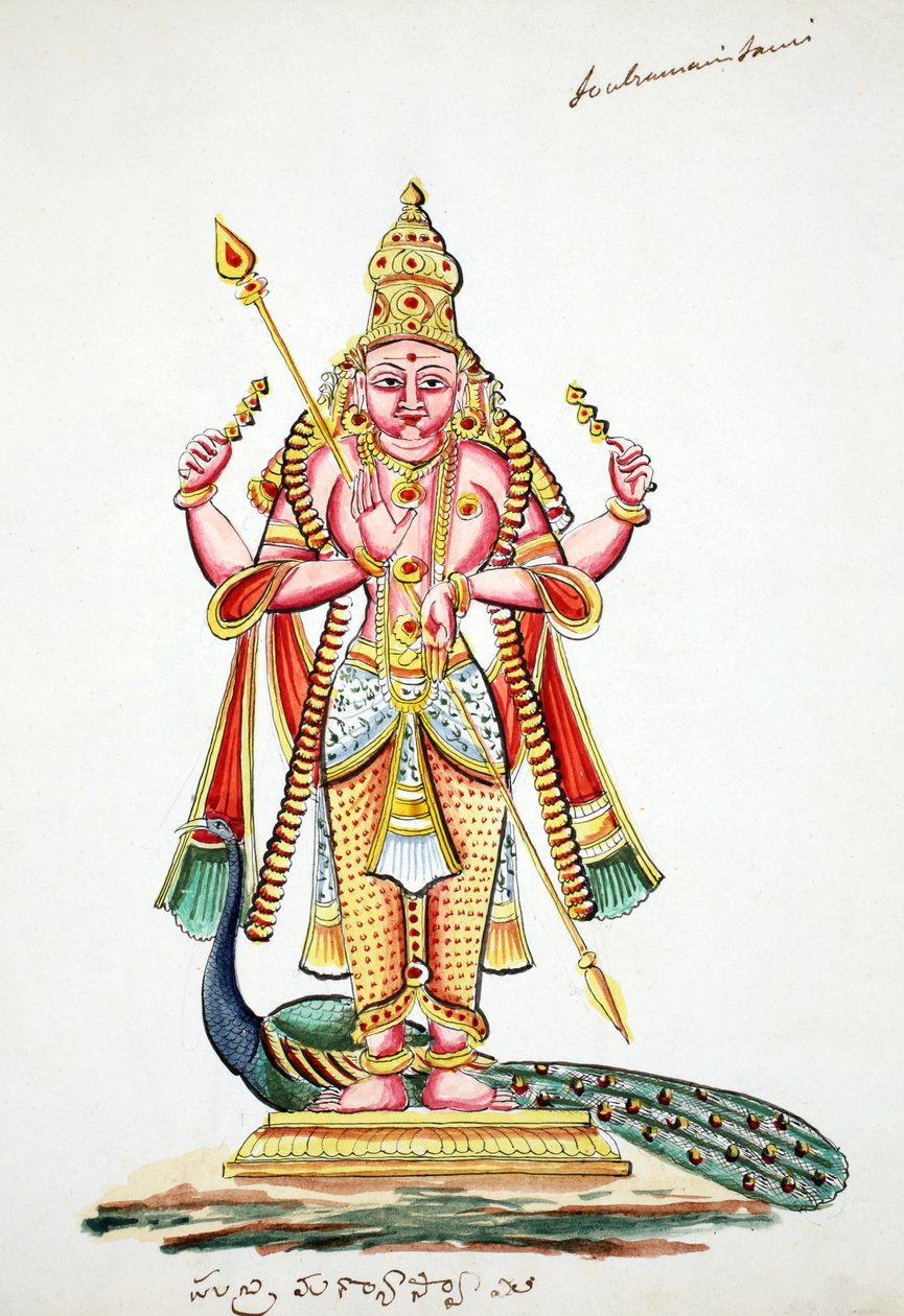Skanda (wc på papir) af Indian School