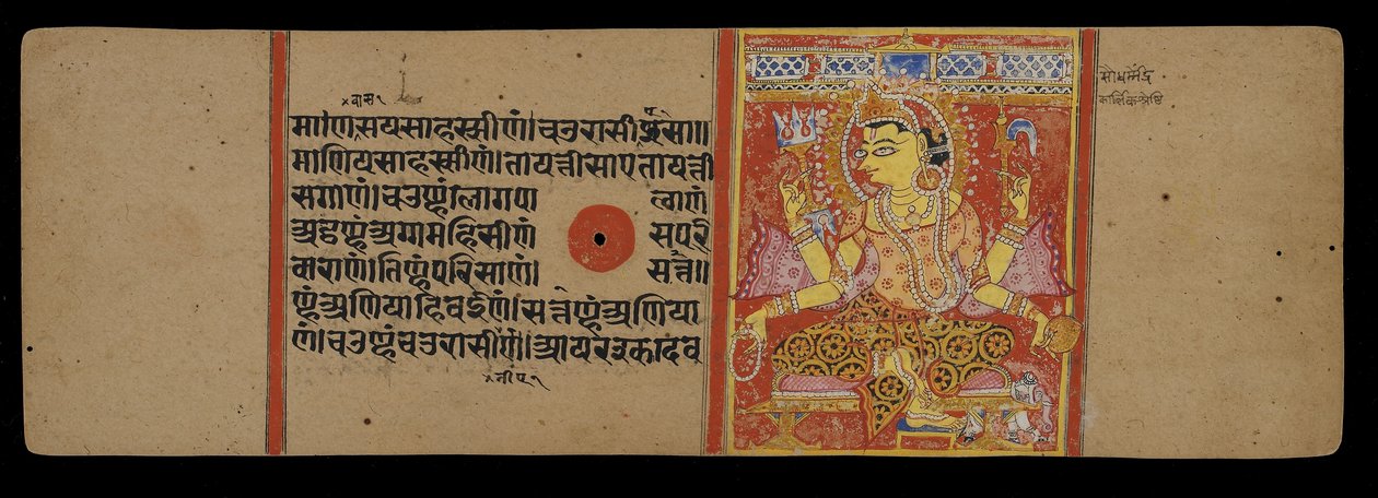 The God Indra Enthroned, 1411 af Indian School