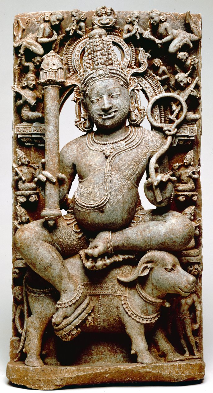 Yama, fra Bhubaneswar, Odisha, 1100 AD (skifer) af Indian School