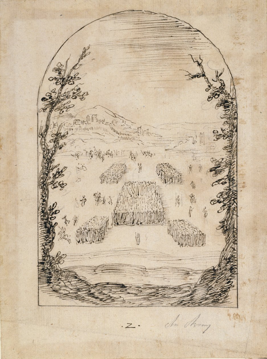 En hær (pen og blæk på papir) af Inigo Jones