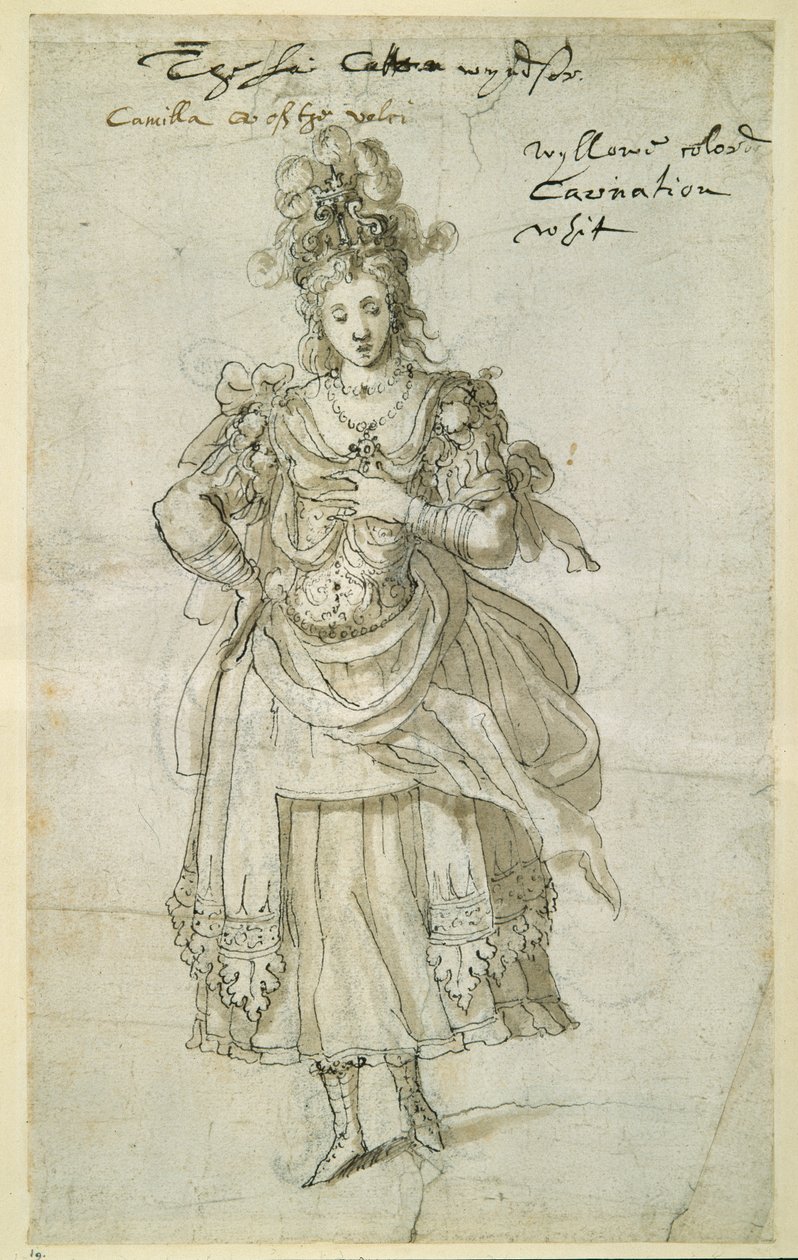 Camilla, ca. 1609 (pen og blæk på papir) af Inigo Jones