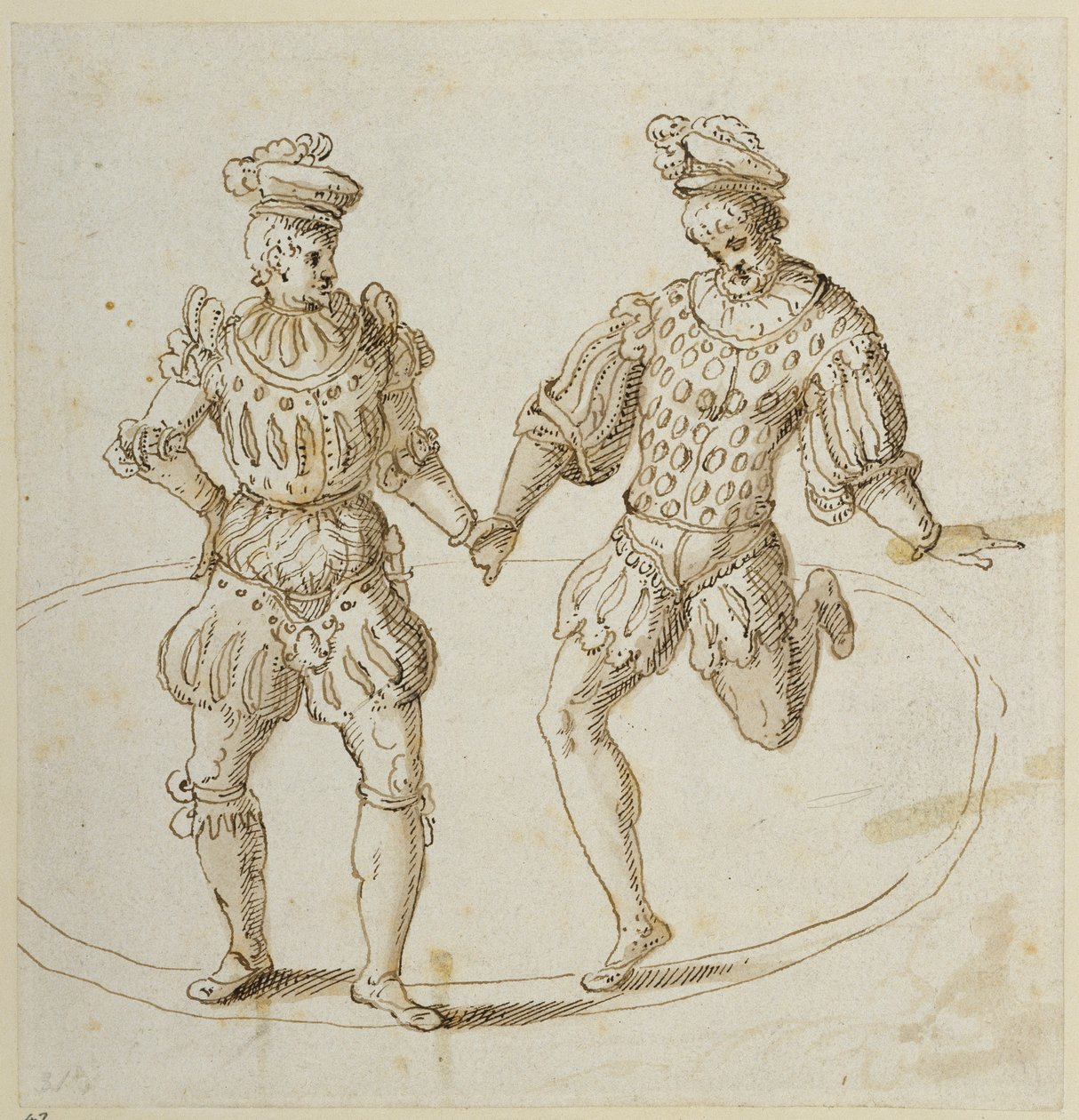 Walisiske dansere (pen og blæk på papir) af Inigo Jones
