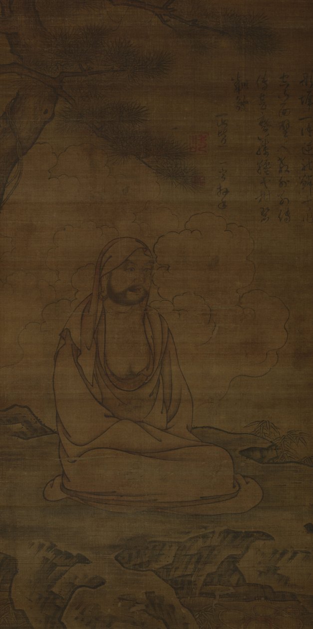 Bodhidharma under fyrretræ af Inscription by Issan Ichinei