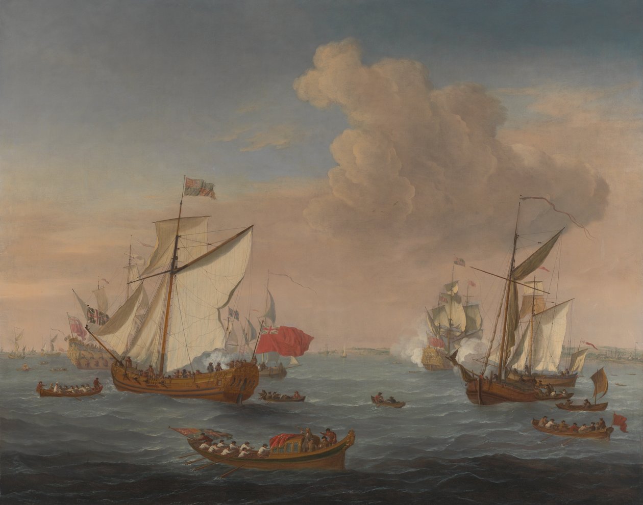 Skibe i Themsens flodmunding nær Sheerness af Isaac Sailmaker