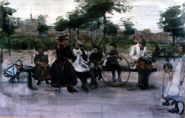 Parkbænken, Amsterdam af Isaac Israels