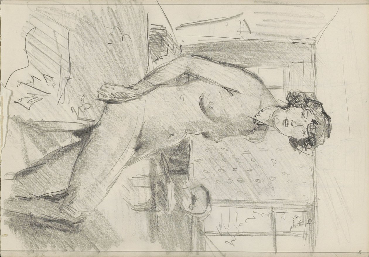 Siddende kvindelig nøgen i et interiør af Isaac Israels