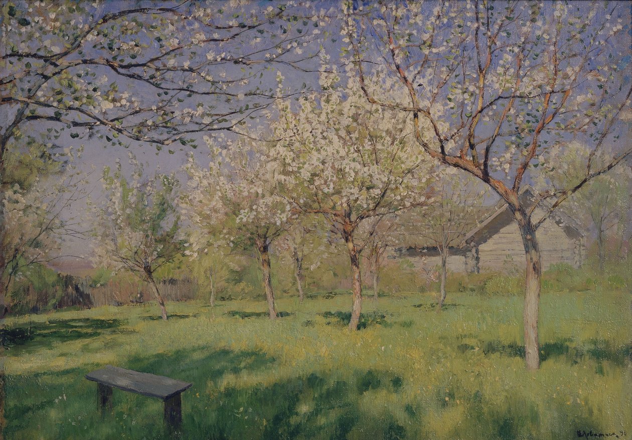 Æbletræer blomstrer, ca. 1895 af Isaak Ilyich Levitan