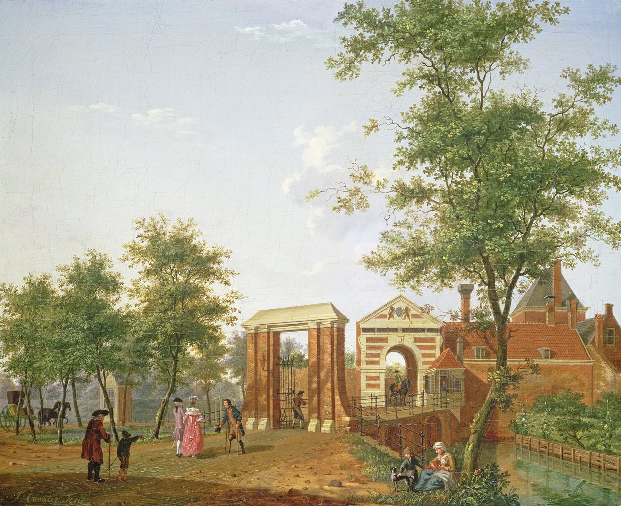 Udsigt over Zylpoort, Harlem, 1780 af Isaac Ouwater