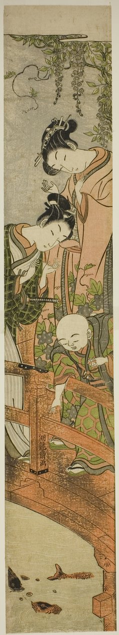 Fodring af karpen ved Kameido af Isoda Koryusai