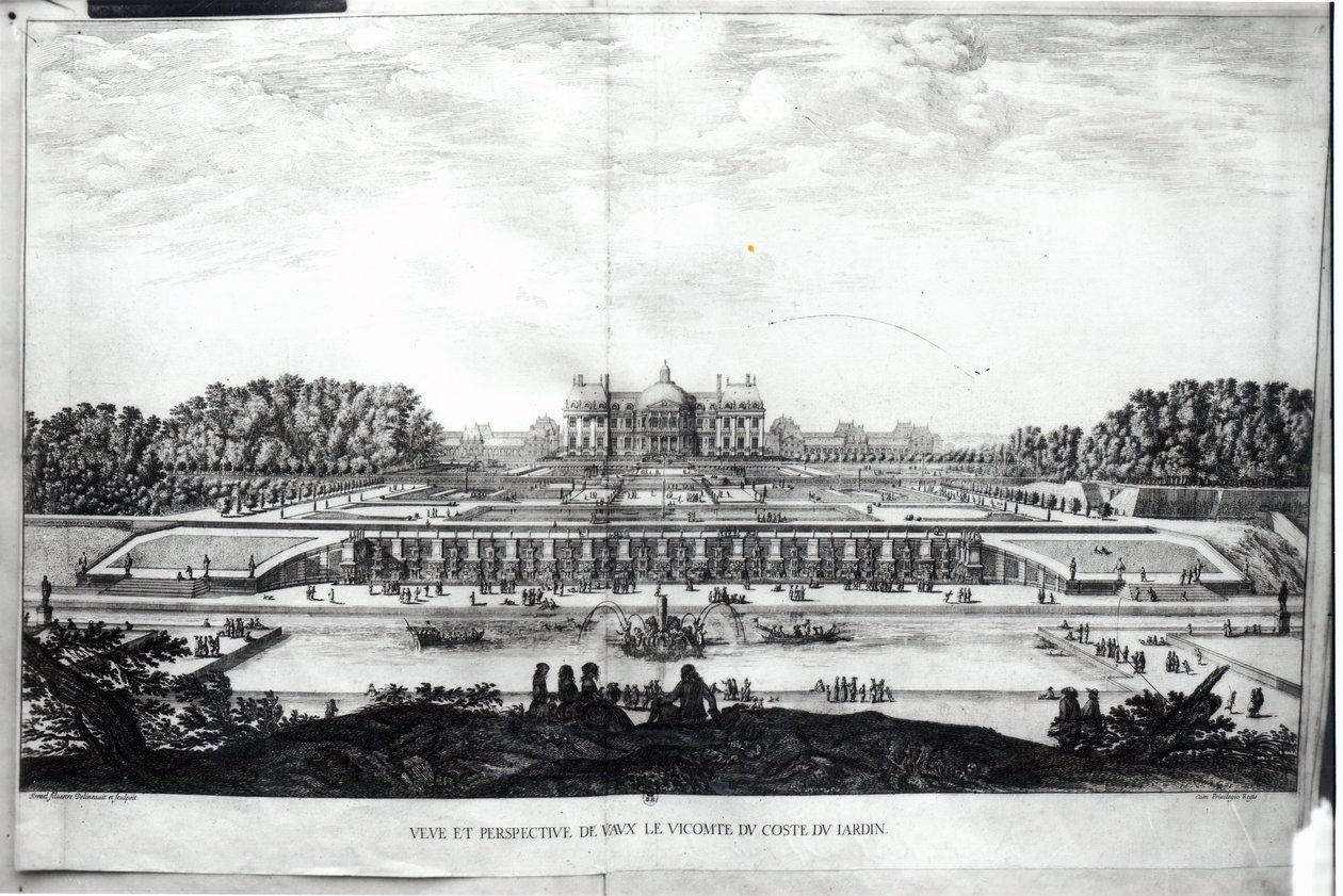 Perspektivisk udsigt over havefacaden på slottet Vaux-le-Vicomte af Israël Silvestre the Younger