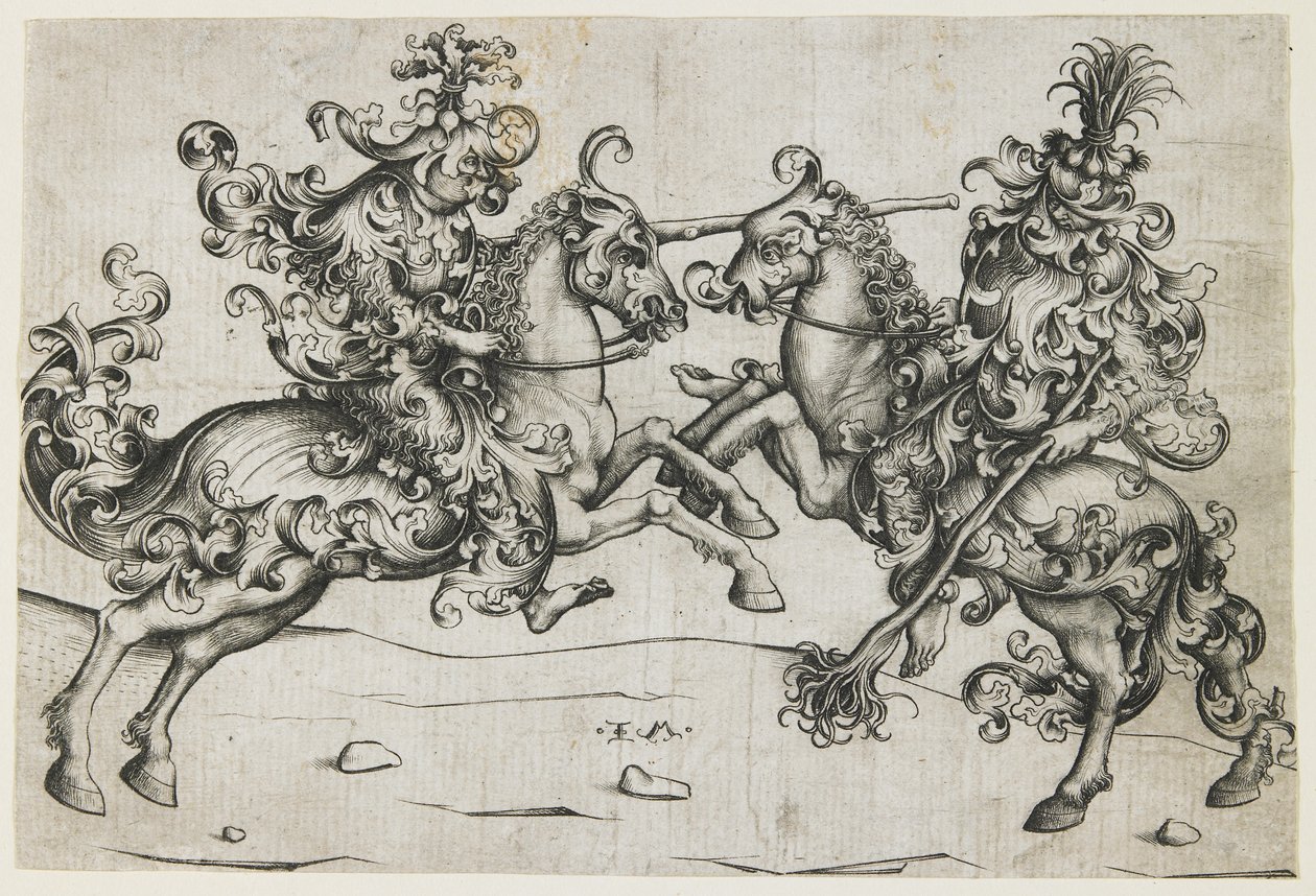 Joust af to vilde mænd, ca. 1480 af Israhel van Meckenem the younger