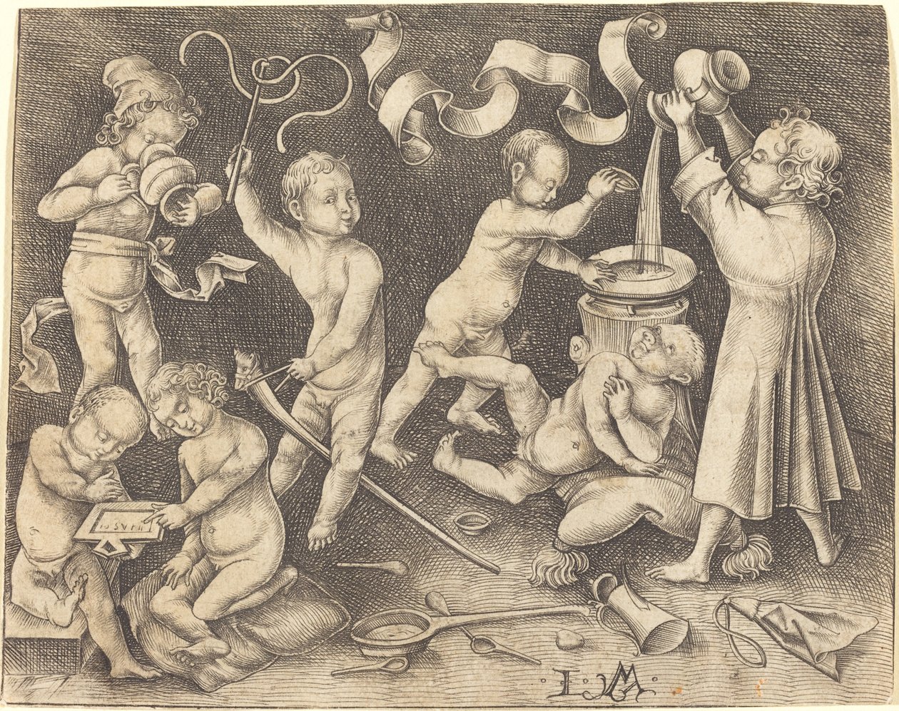 Syv børn i leg, ca. 1490. af Israhel van Meckenem