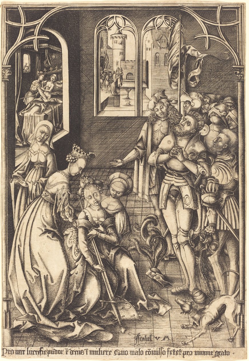 Lucretias død, ca. 15001503. af Israhel van Meckenem